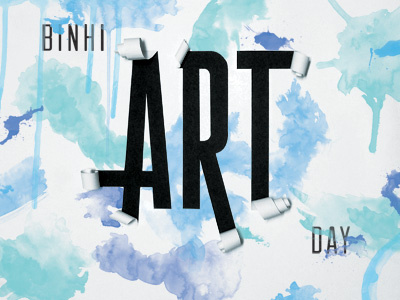 Art Day Poster blue multimedia paper poster watercolor