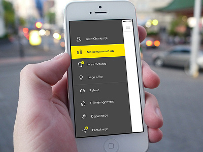 App Menu app dashboard energy interface ios menu ui yellow