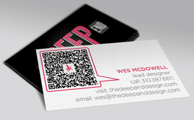 The Deep End business cards business card logo qr code