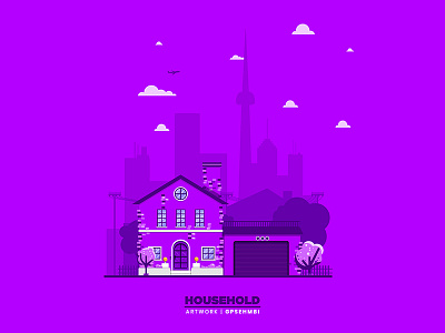 Monochromatic flat House illustration