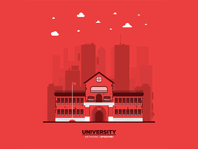 Monochromatic flat University illustration