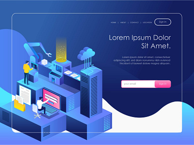 building and smartphone 01 01 business character design flat design home page illustration isometric landing page modern tecnology web design