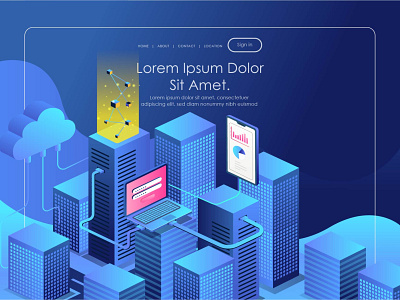 format dribble 01 background design business character home page illustration isometric landing page modern tecnology web design