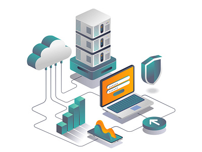 Cloud server data security analysis in isometric design