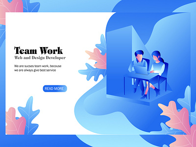 Team Work 02 banner business home page illustrate landing page marketing mock up ui and ux web design