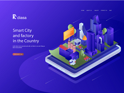 Flat Isometric Design Smart City