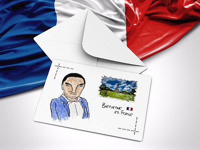 Post card «Bienvenue en France» adobe ilustrator card post table vector карточка открытка планшет франция
