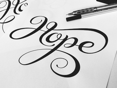 Hope custom hand handlettering handmade lettering letters process script sketch typography