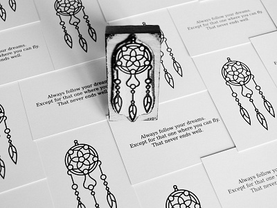 Always follow your dreams... branding business cards cards design dreamcatcher identity ink logo print stamp