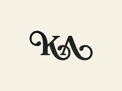 K/A monogram a glyph icon k lettering logo mark monogram script swirls texture typography