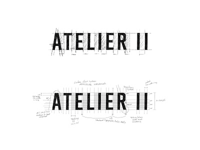Atelier II - process sketches art direction brandidentity branding custom logo design design identity lettering logo process sketch typography