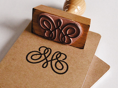 Stamp heart identity lettering logo m monogram notebook stamp swirls typography