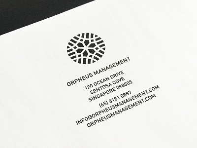 Orpheus Management pt.III circle emblem graphic letterhead logo mark o stationary