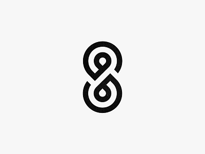 S + 8 8 circles icon letter logo mark monogram monoline number s