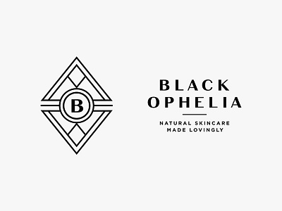 Black Ophelia badge emblem graphic lettering lined lockup logo mark skincare typography