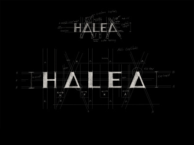 Halea sketch branding custom design fashion guidelines identity lettering logo mark process sketch skincare typography wordmark