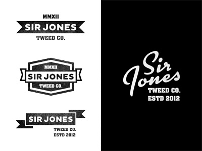 Sir Jones. badge black design emblem logo retro script vintage white
