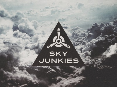 Sky Junkies airplane badge clouds design emblem logo music plane retro sky texture vintage