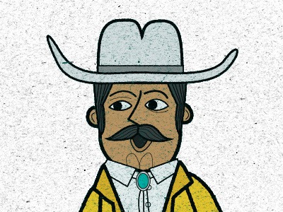 Mexicancowboy 60s bolo tie character cowboy hat illustration mexican