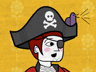 Pirate animation bird eye patch illustration pirate skull