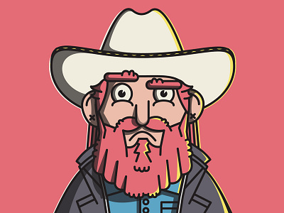Grumpy Cowboy beard cowboy grumpy hat illustration line pool san francisco