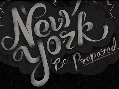 NYC Readiness Challenge clouds illustration lettering new york preparedness storm