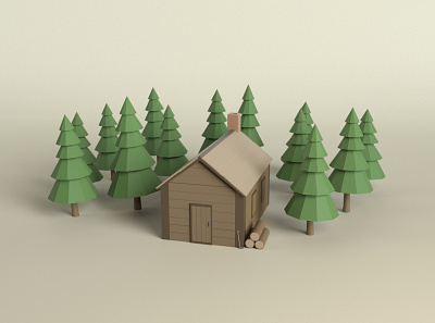 Log Cabin 3d cabin low poly lowpoly maya nature woodland