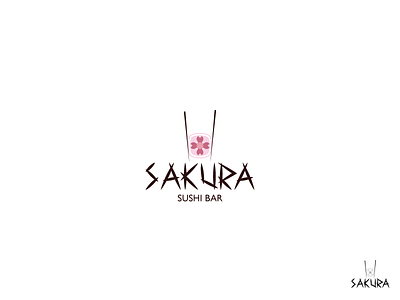 Sakura Sushi Bar art branding debut design flat food illustration logo thirty logos typography ui vector