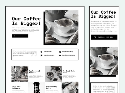 Coffee Shop & Cafe Landing Page Template black and white cafe coffee shop design elementor homepage landing page mobile mobile view responsive retro web