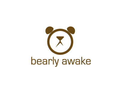 Bearly Awake alarm awake bear brown clock logo