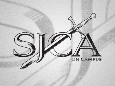 SJCA On Campus bible illustration jesus logo metal study sword type vector