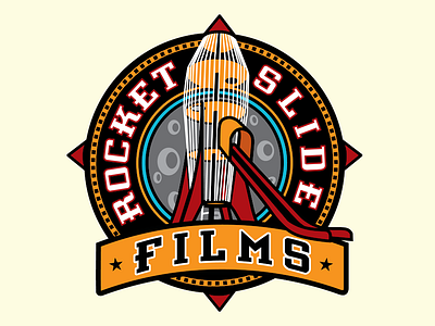 Rocketslide Films logo retro rocket rocketslide branding vintage