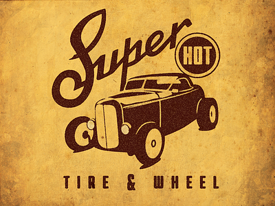 Super Hot Tire And Wheel automobile car highboy hotrod logo retro tire vintage wheel
