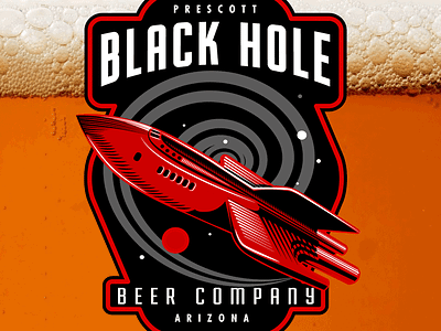 Black Hole Beer Company Logo arizona beer black hole branding brewery micro label logo retro rocket space ship vintage