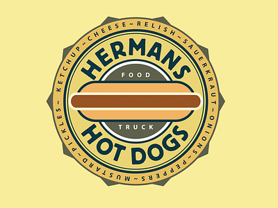 Hermans Hot Dogs Food Truck Logo 1 food truck hot dog logo retro roundel. vintage