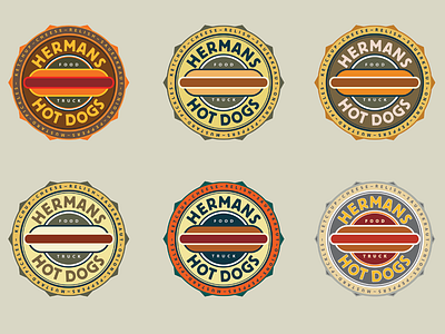 Hermans Hotdogs Colors branding food food truck hot dog logo roundel