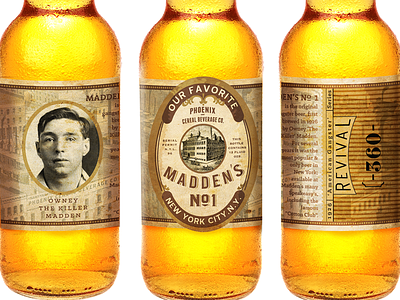 Maddens Beer Label aged beer label logo micro brew packaging revival vintage
