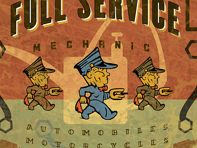 Full Service branding logo poster retro vintage