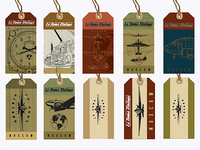 Lehome Vintage Tags aviation dc3 furniture russian hangtags labels tags