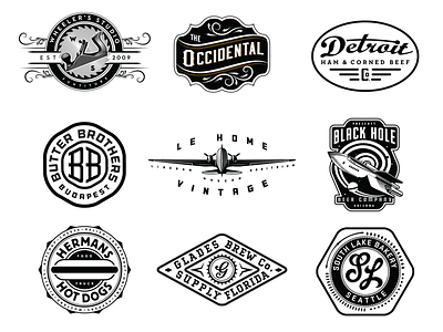 David Cran Logos 35 aircraft badges bar beer branding illustration cafe dc3 logos logos vintage retro