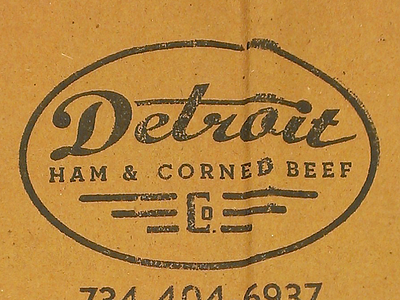 Detroit Ham And Corned Beef Bag bad beef corned ham logo paper restaurant vintage