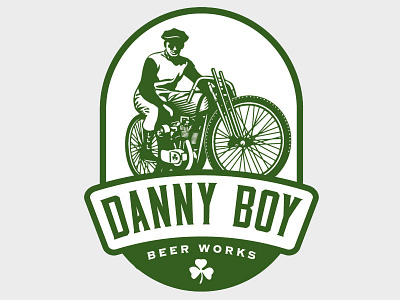 Danny Boy Beer Works 5 beer irish logo motorcycle shamrock vintage