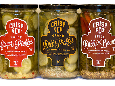 Crisp And Company Pickles branding crisp. vintage logo pickles