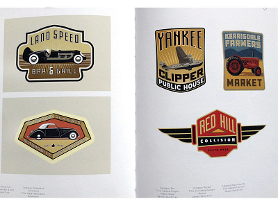 Book automobile badges car clipper colour logos motorcycle plane tractor vintage