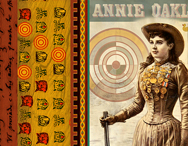Annie Oakley Wood Box Graphic annie oakley box gun illustration poster retro target vintage wood