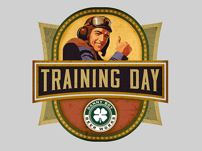 Training Day Beer Label beer brewery illustration label pilot vintage