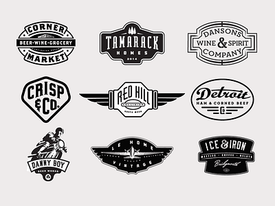 David Cran Logos 65 badges branding illustration logos retro vintage