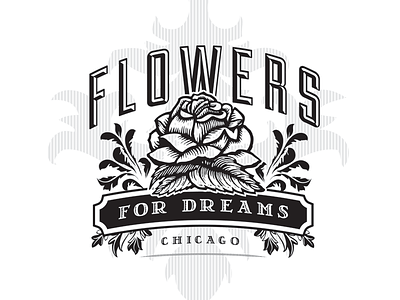 Flowers For Dreams 34 flowers logo retail retro vintage woodcut
