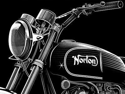 Norton Commando 750 34 british commando etching motorcycle norton vintage