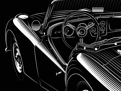 Triumph Tr3 A automobile drawing engraving etching line sports car tr3 triumph